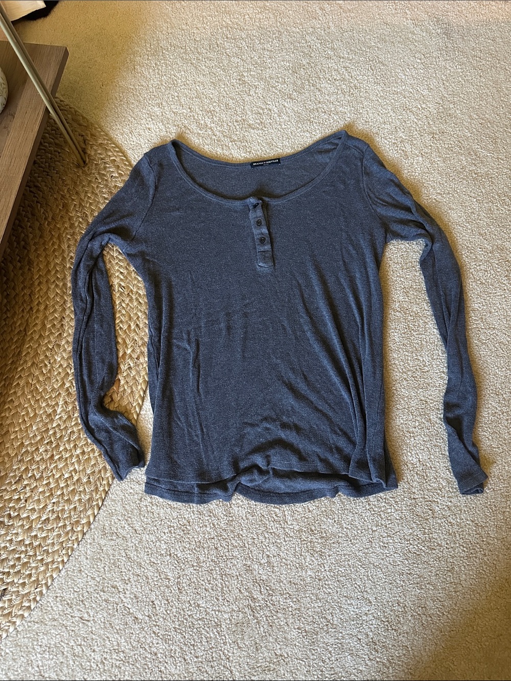 Brandy Melville Charcoal Gray Long Sleeve Henley Top